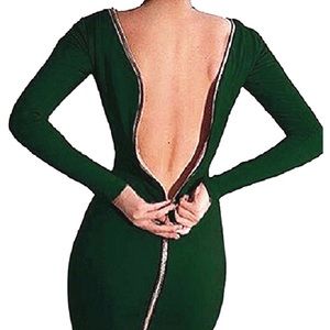 Long Sleeve Slim Fit Pencil Bodycon Midi Dress